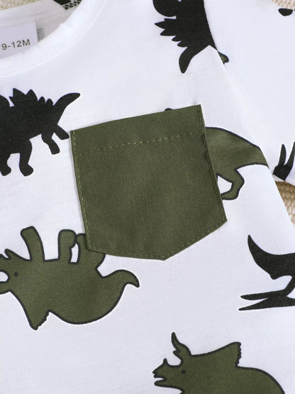 Children's Dinosaur Print Pocket Tee & Shorts Set