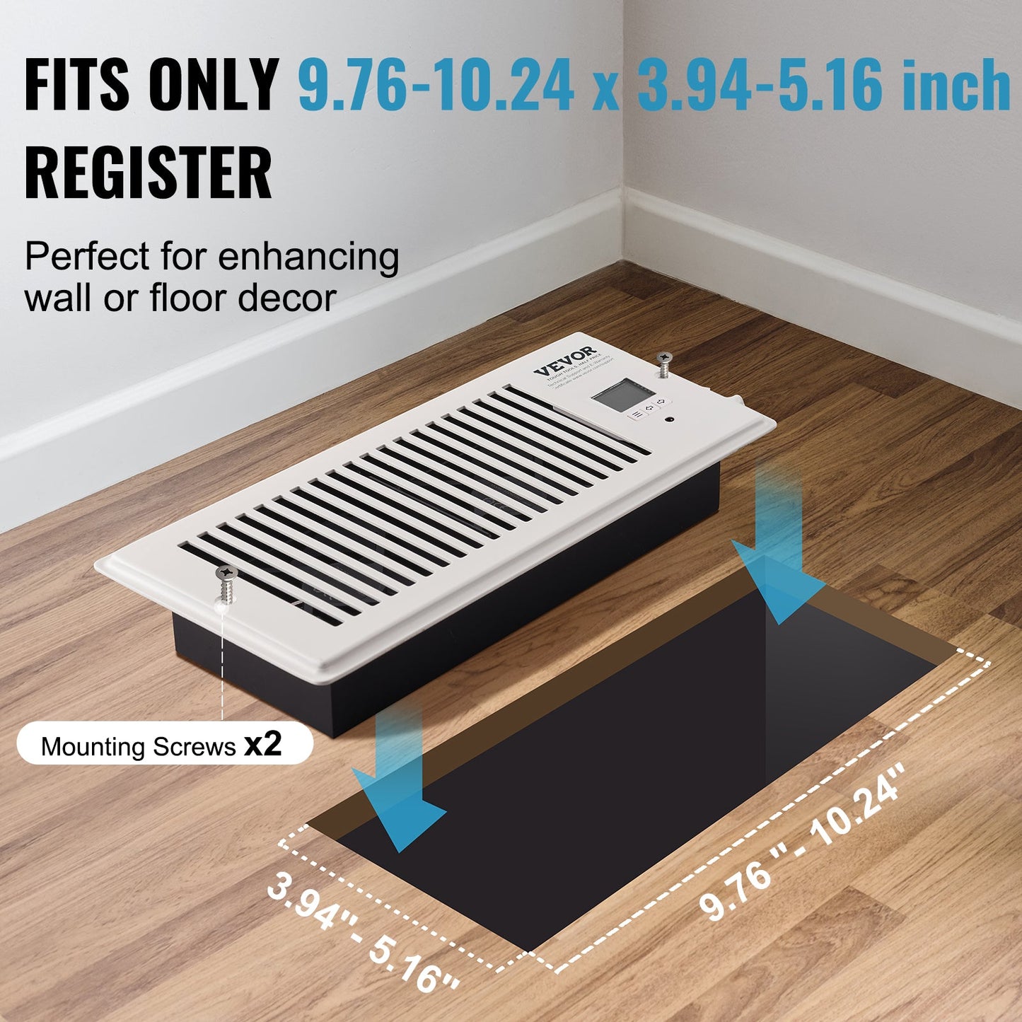 VEVOR Register Booster Fan, Quiet Vent Booster Fan Fits Register Holes, With Remote Control And Thermostat Control, Adjustable Speed For Heating Cooling Smart Vent, White
