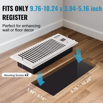 VEVOR Register Booster Fan, Quiet Vent Booster Fan Fits Register Holes, With Remote Control And Thermostat Control, Adjustable Speed For Heating Cooling Smart Vent, White