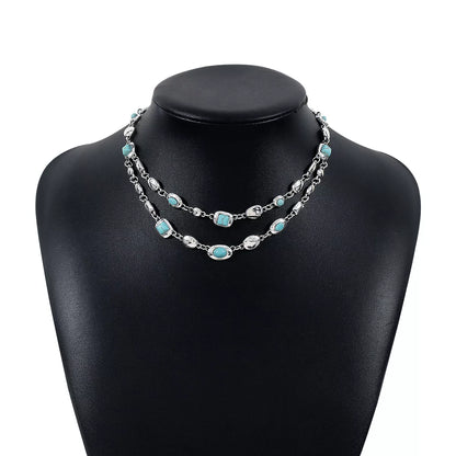 Vintage Multi-Gemstone Double Layered Necklace