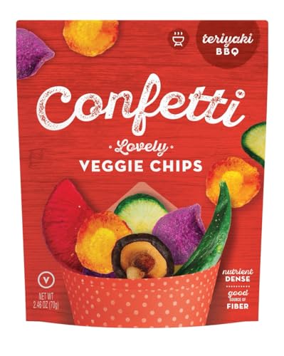 Confetti Veggie Chips, Teriyaki BBQ, 2.46 oz (Pack of 12) - Gluten-Free Snacks