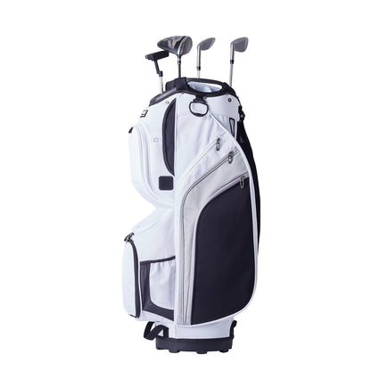 Golf Cart Bag With 14 Way Organizer Divider Top, 36” 13 Pockets Premium Nylon Cart Bag, Durable Golf Bags With Handles & Dust Cover & Detachable Straps For Men & Women, White Color-Block