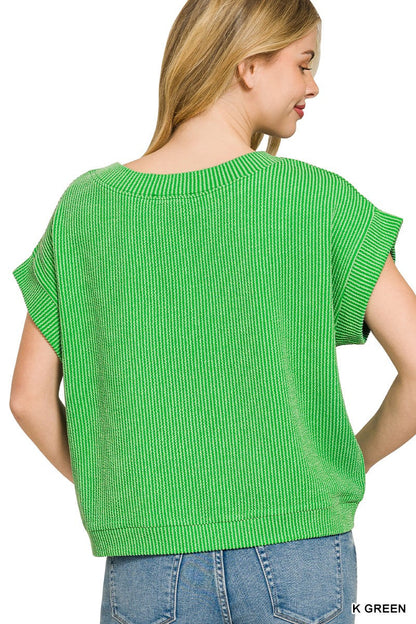 Zenana Raised Rib Cap Sleeve Top