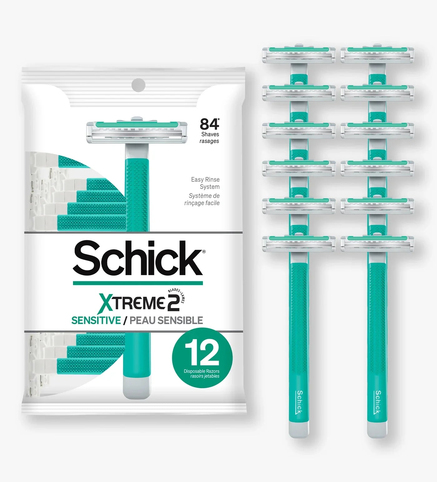 SCHICK Xtreme Sensitive 2-Blade Disposable Razors - 12 CT