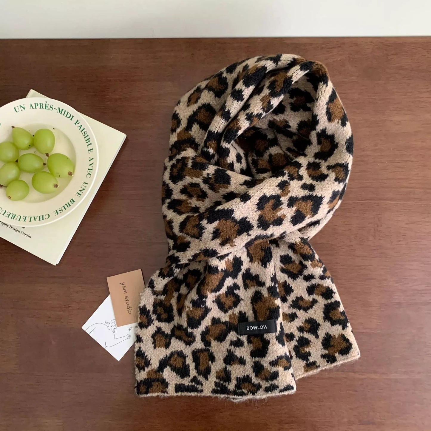 Animal Print Plush Winter Scarf