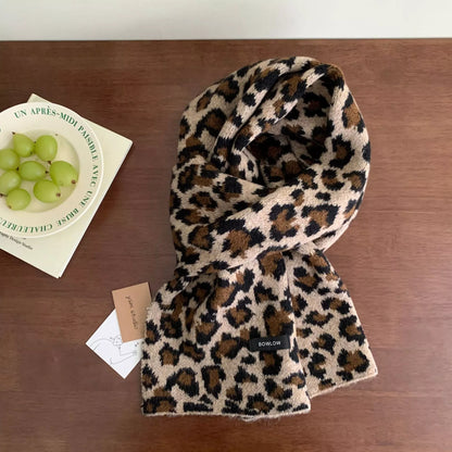 Animal Print Plush Winter Scarf