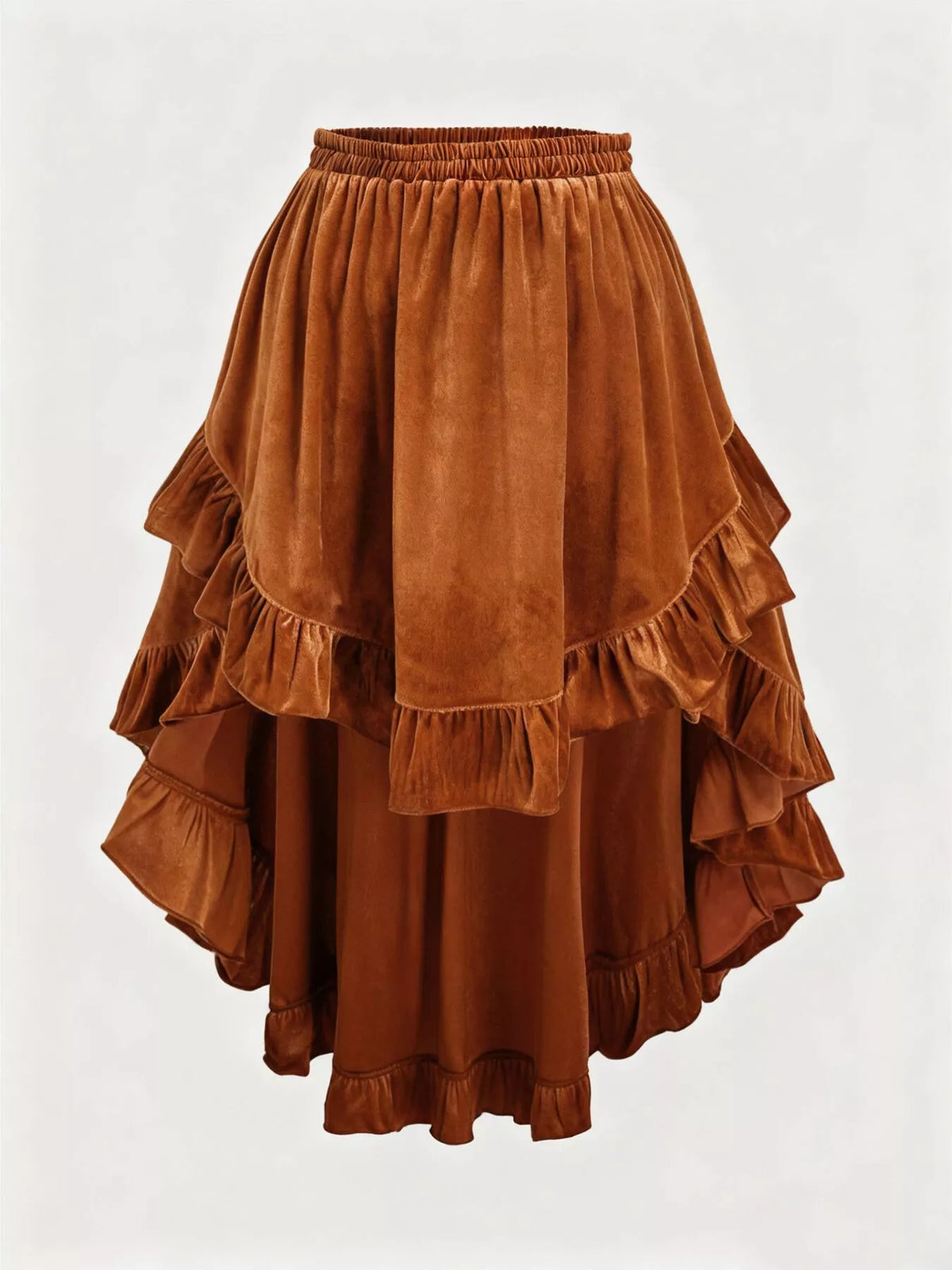 Plus Size Ruffled Velvet Elastic Waist Skirt