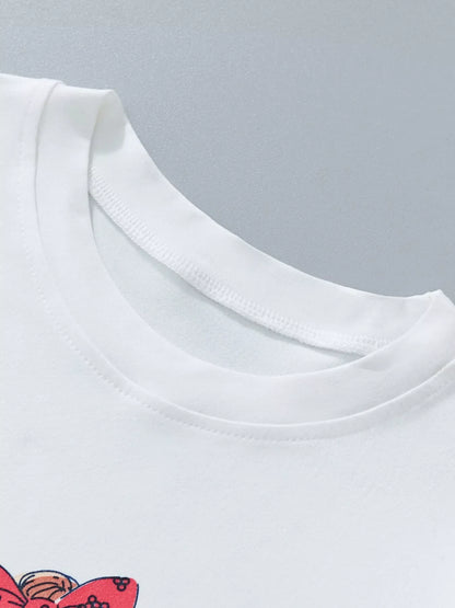 Children's Girl Scooter Graphic Ruffle Sleeve T-Shirt