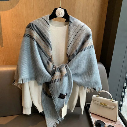 Raw Hem Plaid Scarf