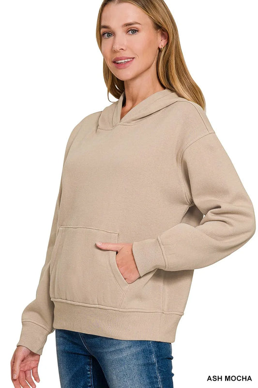 Zenana Fleece Kangaroo Pocket Hoodie