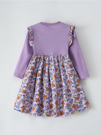 Children's Bow Floral Long Sleeve Dress