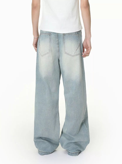 Men's Vintage Wash Wide Leg Jeans