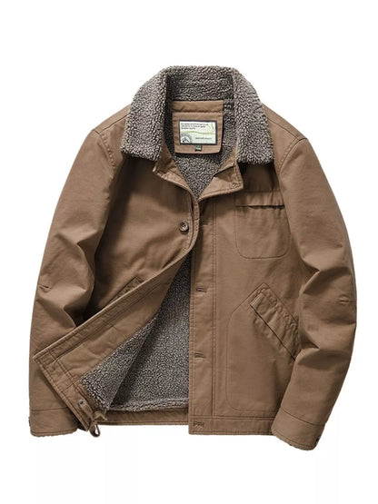 Men's Plus Size Sherpa Collar Button Up Jacket