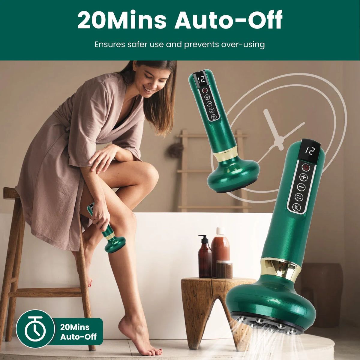 Anti Cellulite Massager Handheld Vacuum Suction Cupping Kit Beauty Tool With 12 Suction Mode 12 Heating 20Mins Auto-Off One-Key Pressure Release For Abdomen Thighs Buttocks Neck GPCT5424