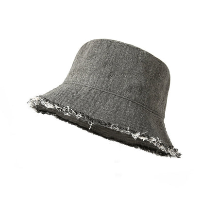 Frayed Hem Denim Bucket Hat