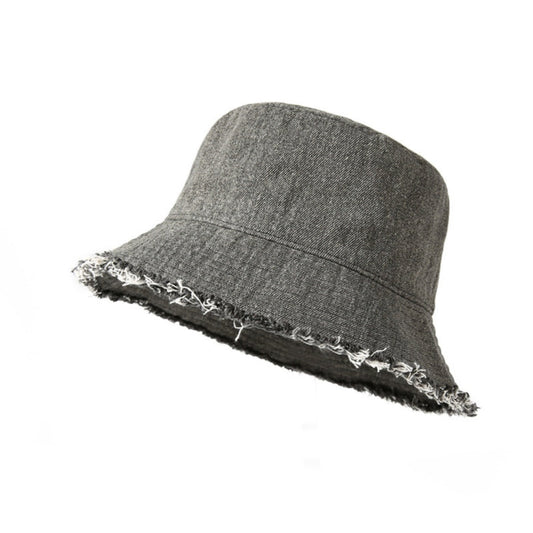 Frayed Hem Denim Bucket Hat