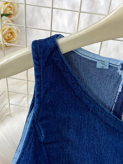 Button Detail Vest and Flare Jeans Denim Set