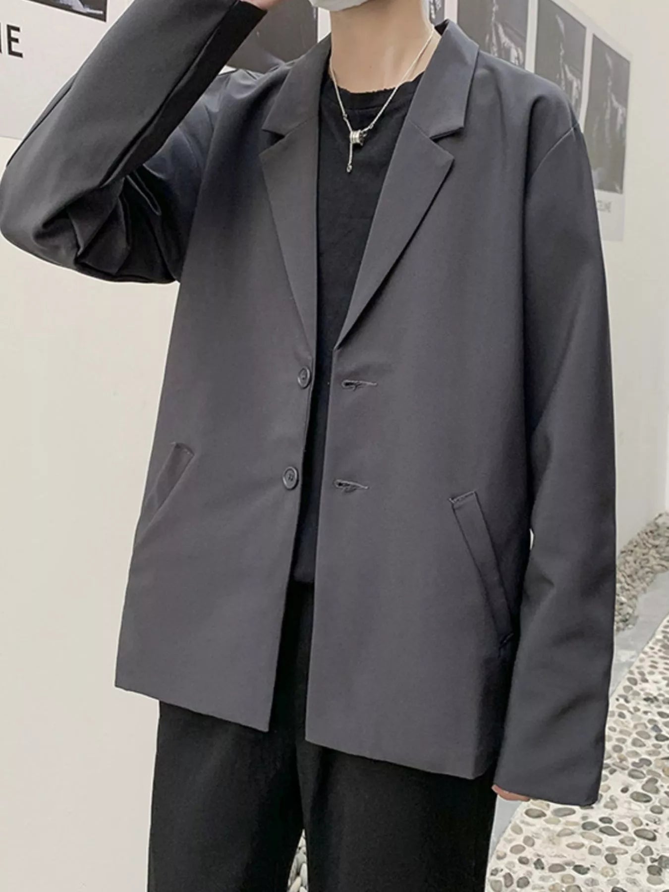 Men's Full Size Casual Solid Color Relaxed Fit Blazer Plus Size
