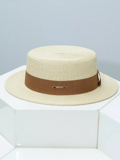 Straw Boater Hat with Ribbon