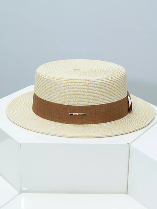Straw Boater Hat with Ribbon