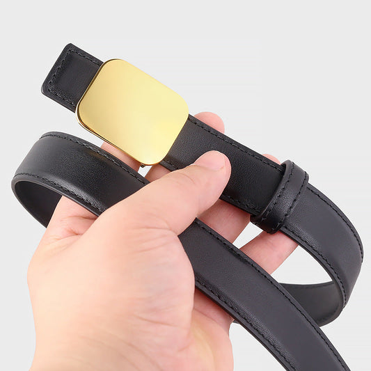 Leather Belt with Gold Buckle