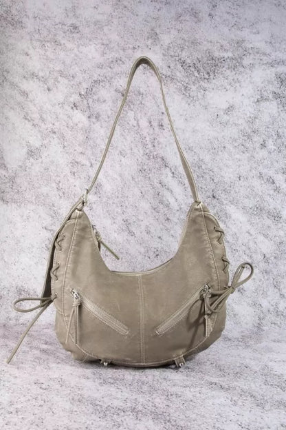 Fame Larger Leather Crescent Shoulder Bag