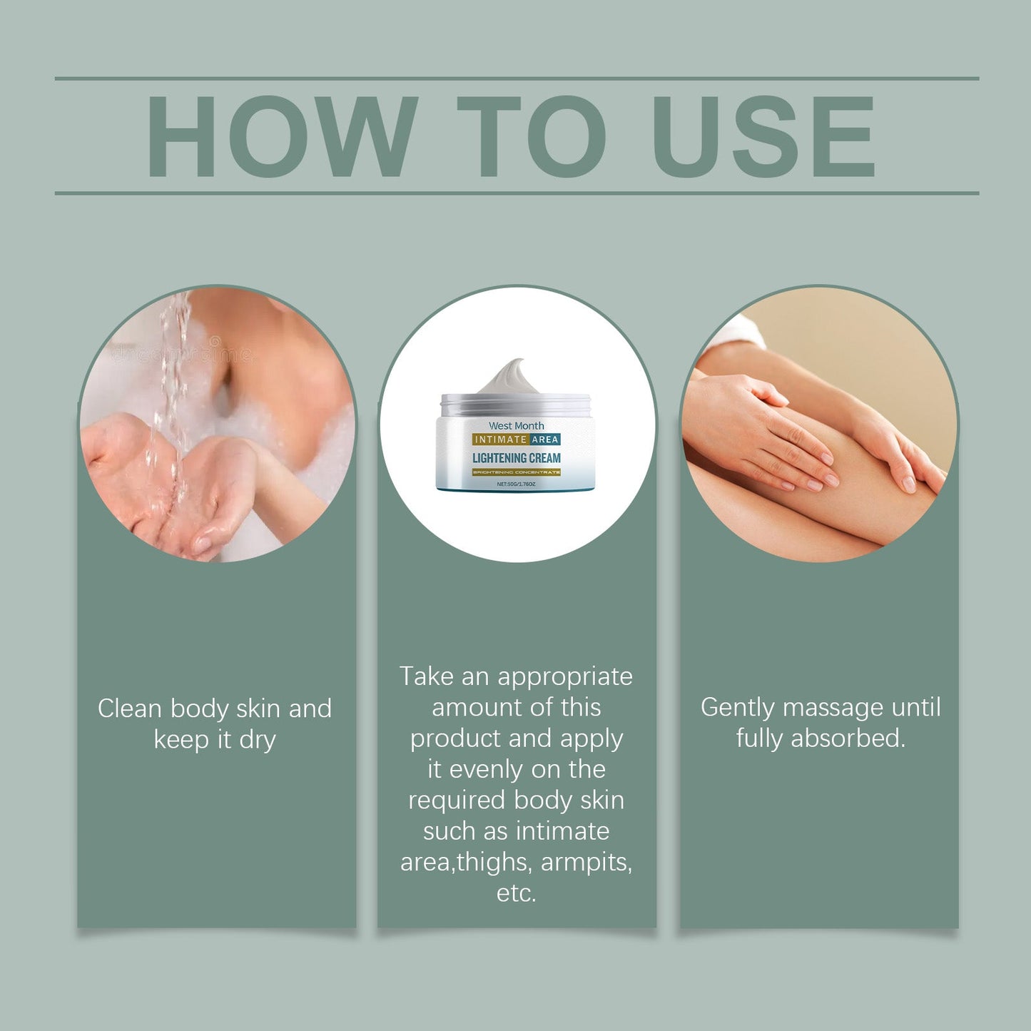 West&Month Body Care Cream, Daily Gentle Treatment Massage Moisturizing Skin Brightening Moisturizing Care Cream
