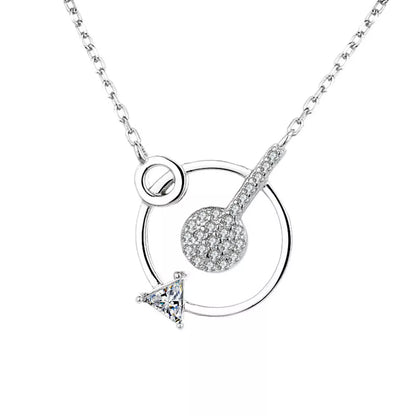 925 Sterling Silver Zircon Geometric Pendant Necklace