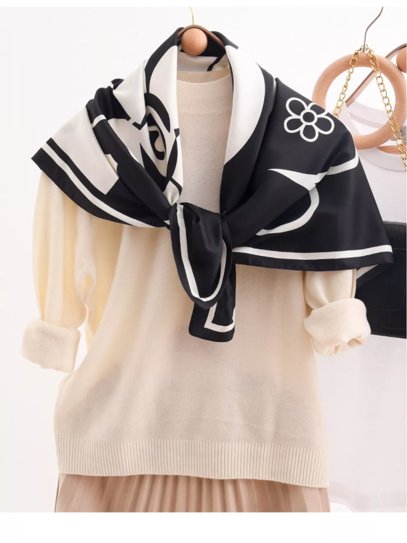 Square Flower Silk Scarf