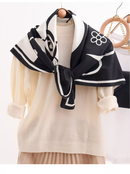 Square Flower Silk Scarf