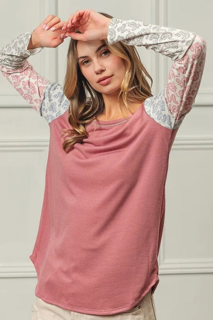 BiBi French Terry with Paisley Triblend Color Block