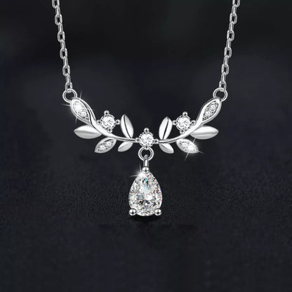 925 Sterling Silver Moissanite Leaf Necklace