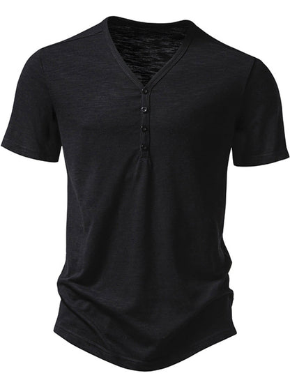 Men's Casual Button Detail T-Shirt
