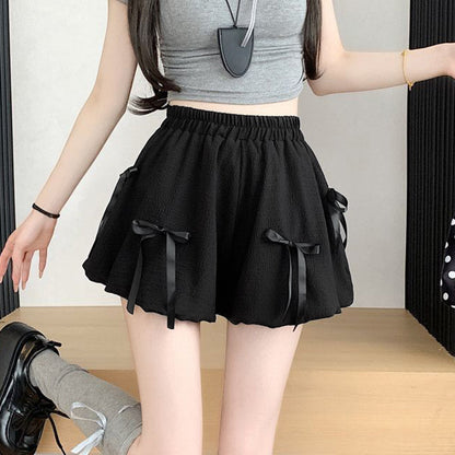 Bowknot High Waist Bubble Skirt