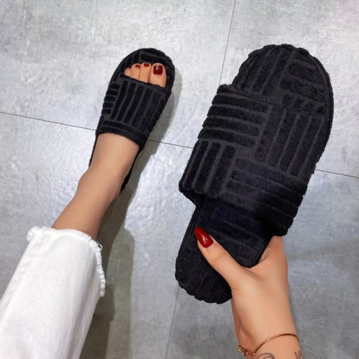 Open Toe Platform Slippers