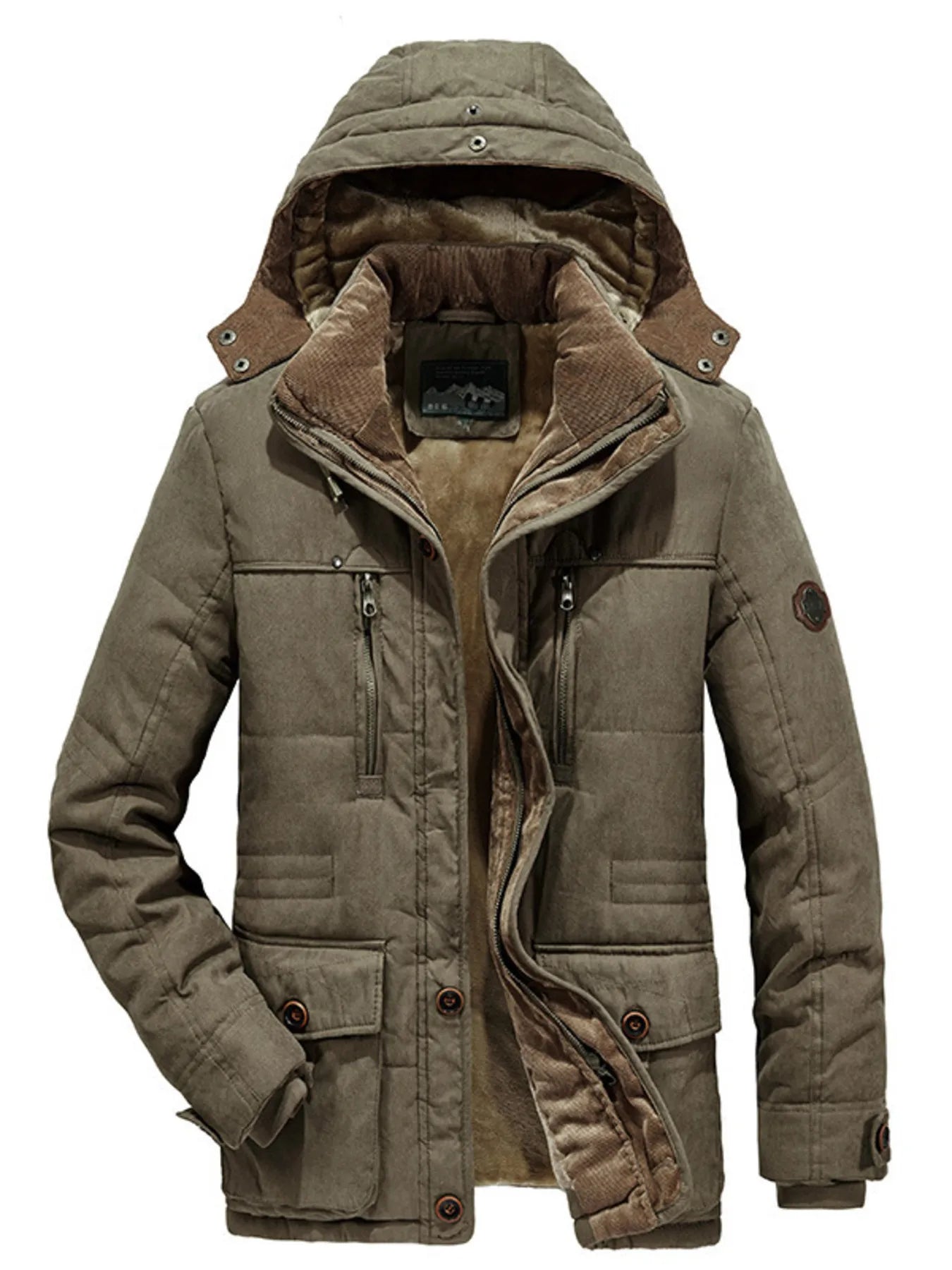 Men's Plus Size Warm Hooded Zip Up Winter Coat