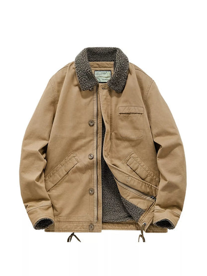 Men's Plus Size Sherpa Collar Button Up Jacket