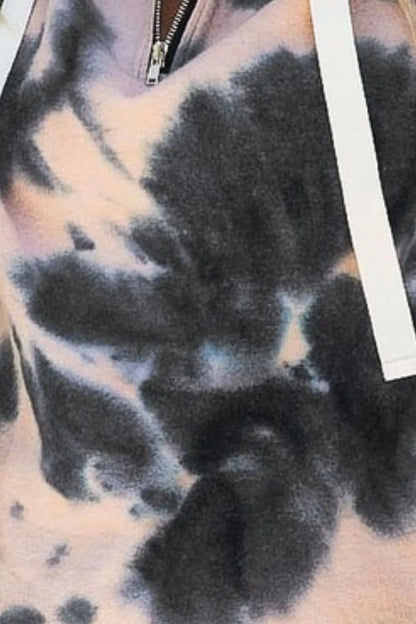 BiBi Tie Dye Brushed Terry Hoodie with Zip Up Closure