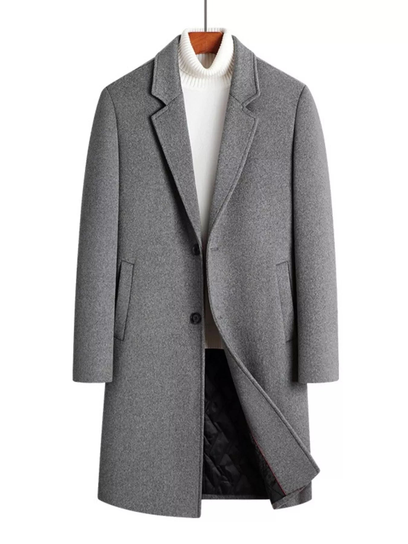 Men's Plus Size Classic Button Up Overcoat