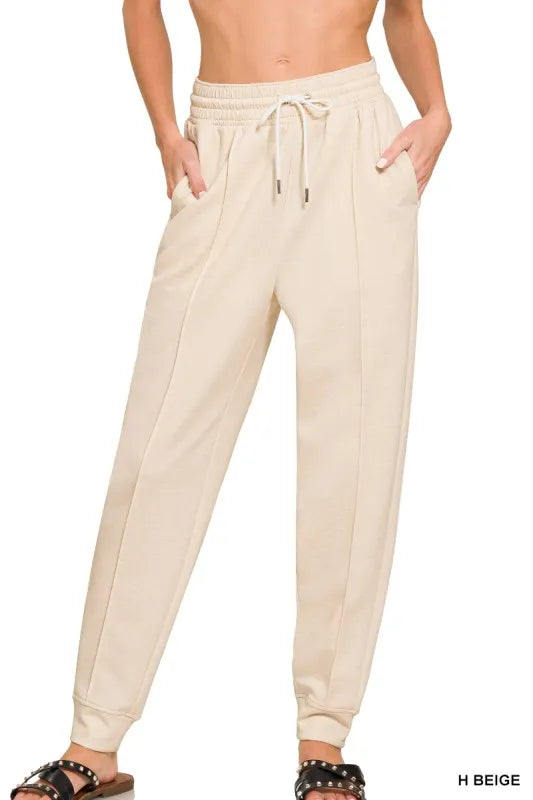 Zenana Drawstring Scuba Sweatpants with Pockets