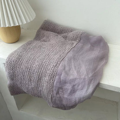 Lightweight Knitted Scarf with Dyed Edges