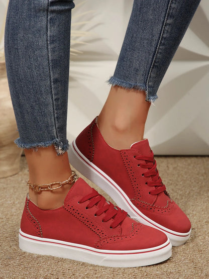 Lace Up Round Toe Platform Sneakers