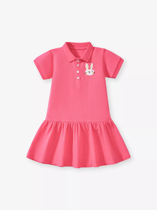 Children's Bunny Embroidered Polo Dress