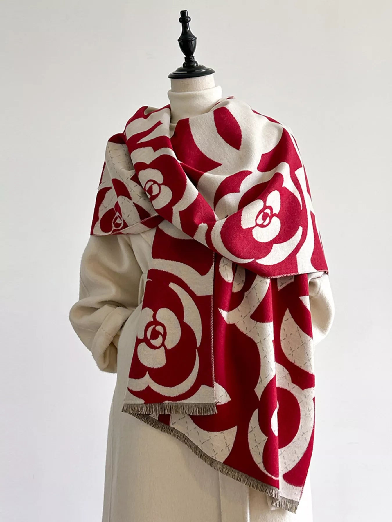 Floral Patterned Warm Scarf
