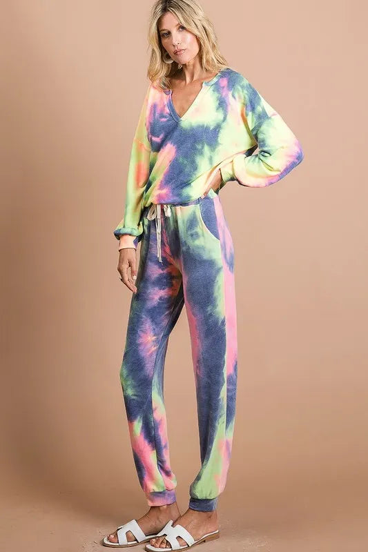 BiBi Tie Dye French Terry Casual Pants