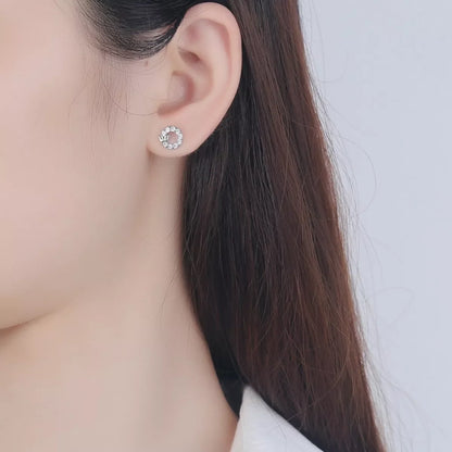 Crown Circle Stud Earrings