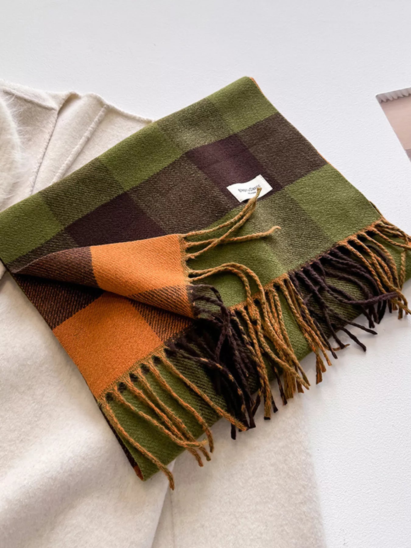 Plaid Fringe Scarf