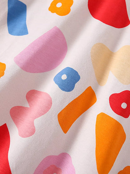 Children's Printed Round Neck Top and Shorts Set