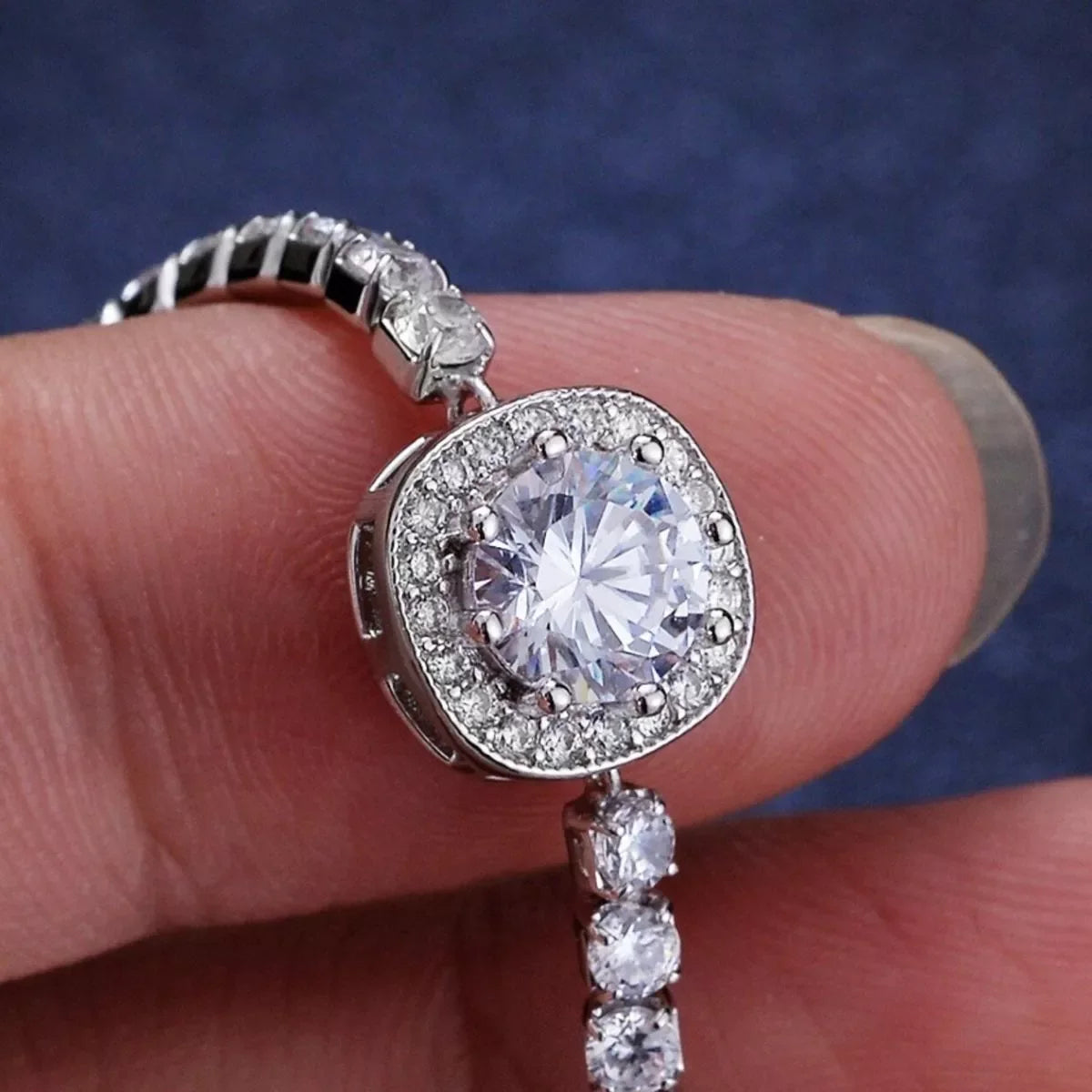 1 Carat Moissanite 925 Sterling Silver Chain Bracelet
