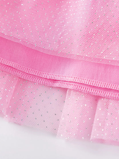 Children's Unicorn Print Long Sleeve Tulle Dress